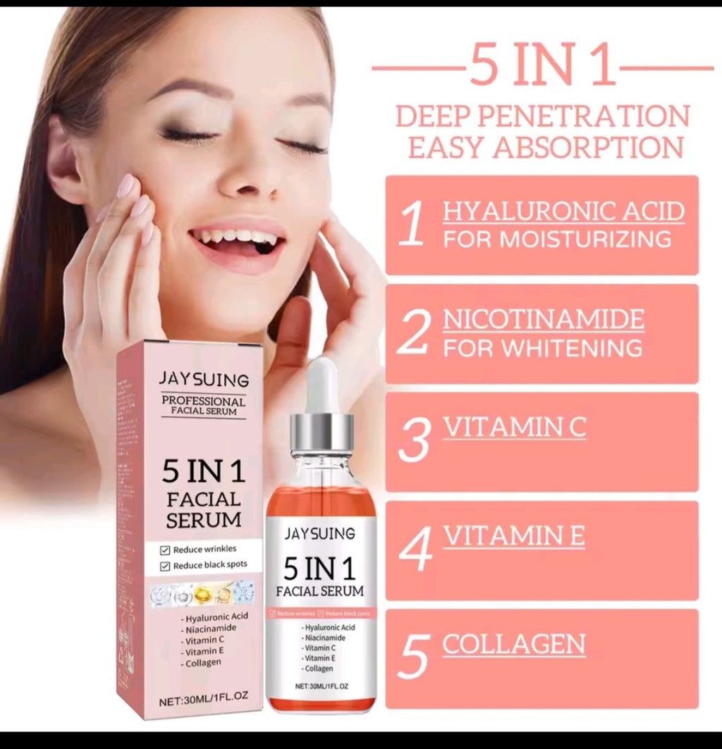 5in1 Facial Serum-Hyaluronic Acid Vitamins C Brightens &Moisturizing