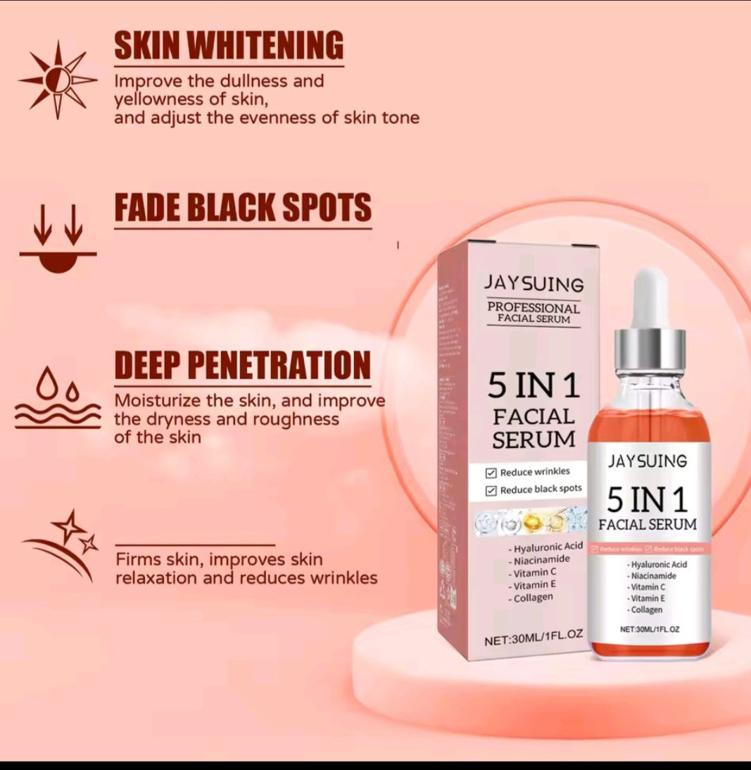 5in1 Facial Serum-Hyaluronic Acid Vitamins C Brightens &Moisturizing
